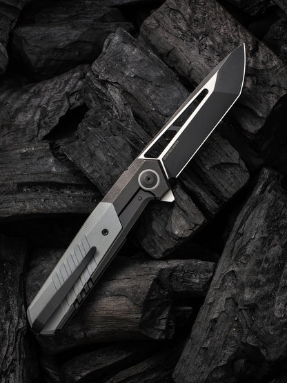 WE Knife Arsenal 3.56" Black CPM 20CV Titanium Gray G10 Folding Knife by Ostap Hel WE20073-4