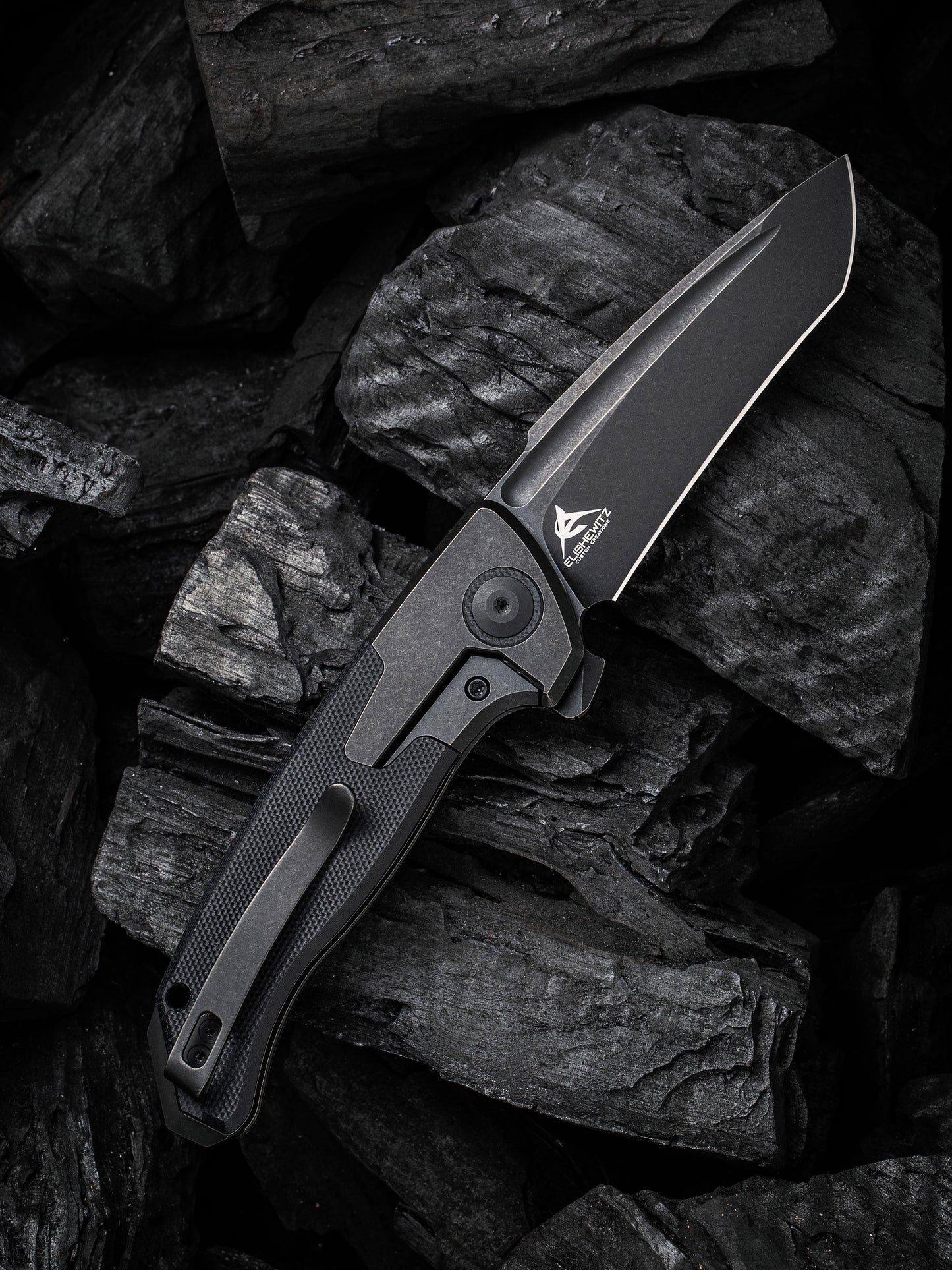WE Press Check 3.15" CPM-20CV Black Stonewashed Titanium G10 Folding Knife by Allen Elishewitz WE20078A-1