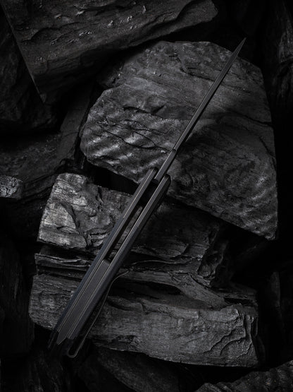 WE Press Check 3.15" CPM-20CV Black Stonewashed Titanium G10 Folding Knife by Allen Elishewitz WE20078A-1