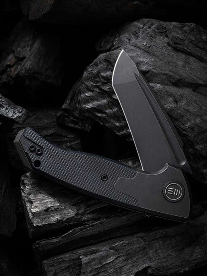 WE Press Check 3.15" CPM-20CV Black Stonewashed Titanium G10 Folding Knife by Allen Elishewitz WE20078A-1