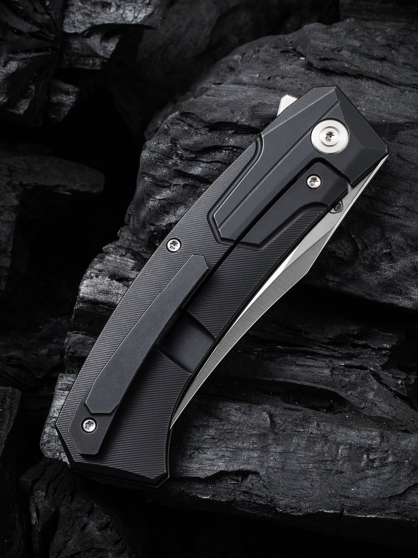 WE Knife Shuddan 3.48" CPM 20CV Black Titanium Folding Knife by Rafal Brzeski WE21015-1