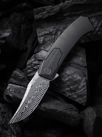 WE Knife Shuddan 3.48" Damasteel Hakkapella Damascus Titanium Folding Knife by Rafal Brzeski WE21015-DS1
