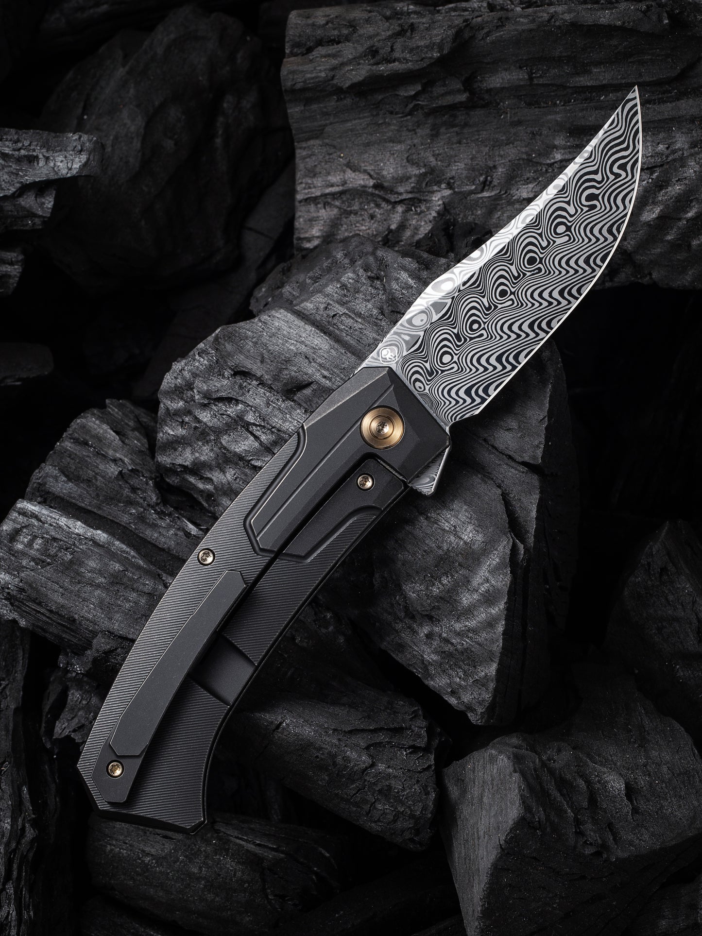 WE Knife Shuddan 3.48" Damasteel Hakkapella Damascus Titanium Folding Knife by Rafal Brzeski WE21015-DS1