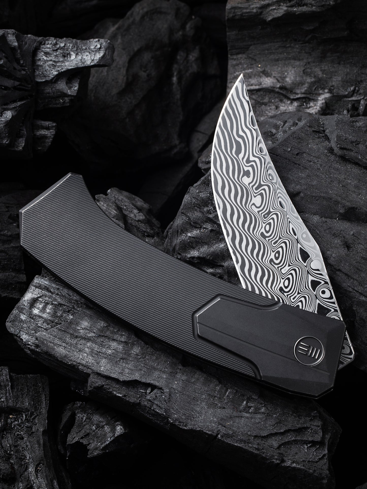 WE Knife Shuddan 3.48" Damasteel Hakkapella Damascus Titanium Folding Knife by Rafal Brzeski WE21015-DS1