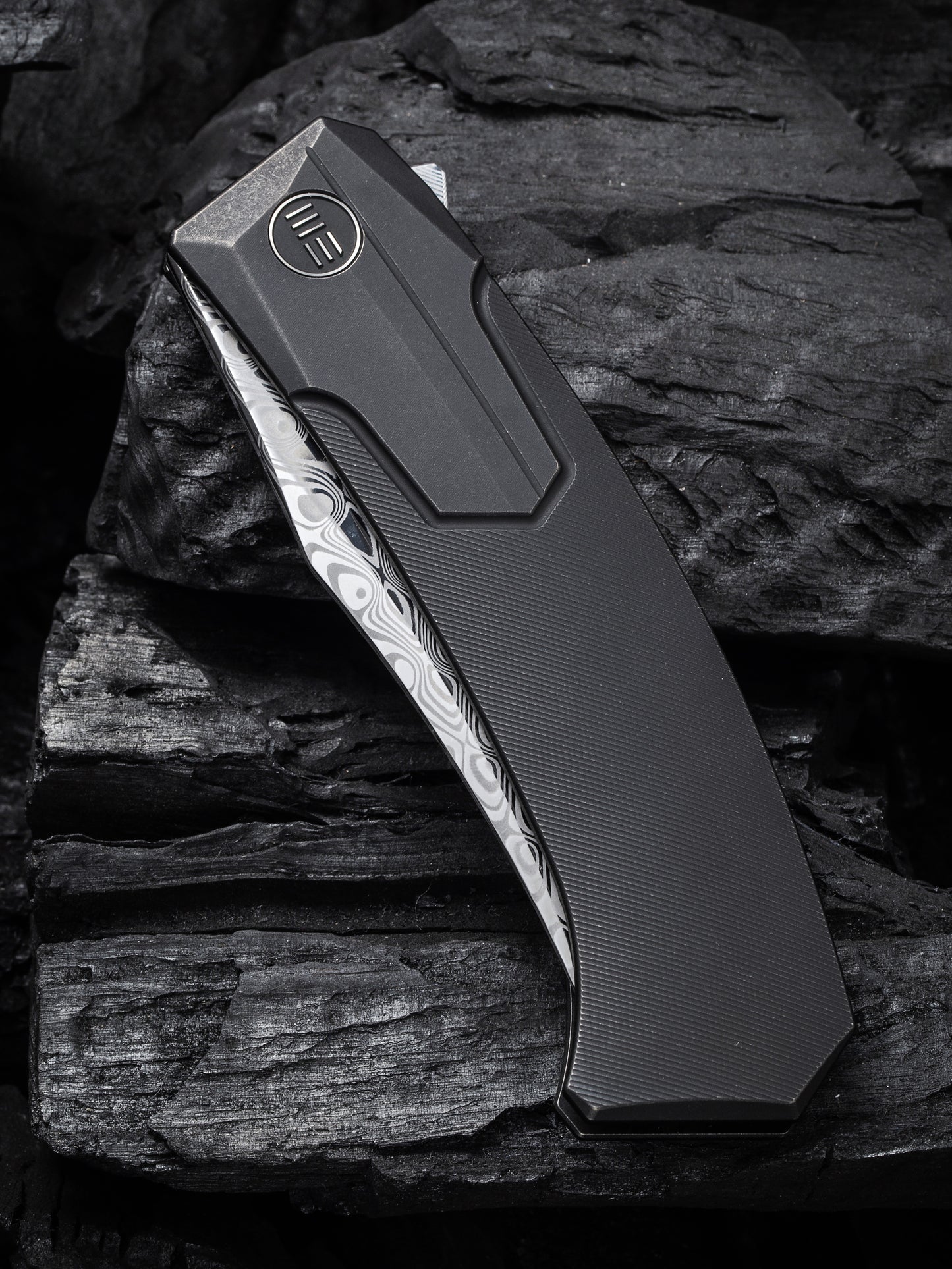 WE Knife Shuddan 3.48" Damasteel Hakkapella Damascus Titanium Folding Knife by Rafal Brzeski WE21015-DS1