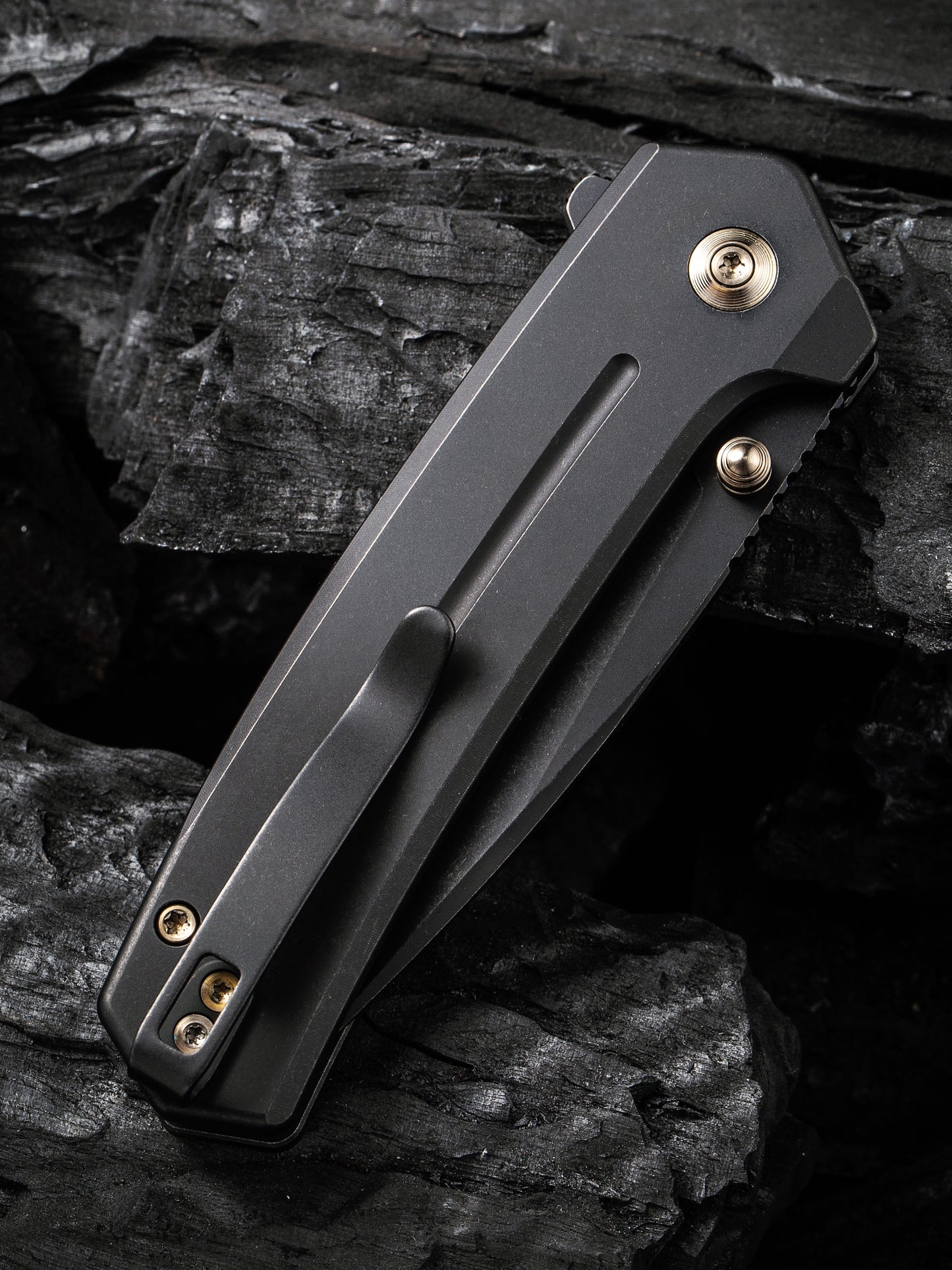 WE Culex 2.97" CPM-20CV Black/Black Titanium Button-Lock Folding Knife WE21026B-2