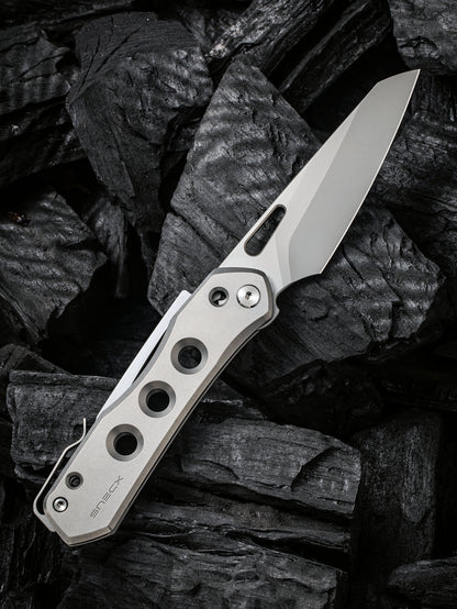 WE Snecx Vision R 3.54" CPM 20CV Gray Titanium Superlock Folding Knife WE21031-1