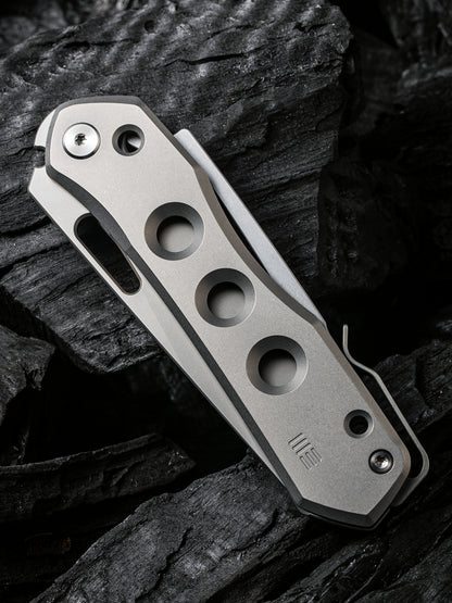 WE Snecx Vision R 3.54" CPM 20CV Gray Titanium Superlock Folding Knife WE21031-1