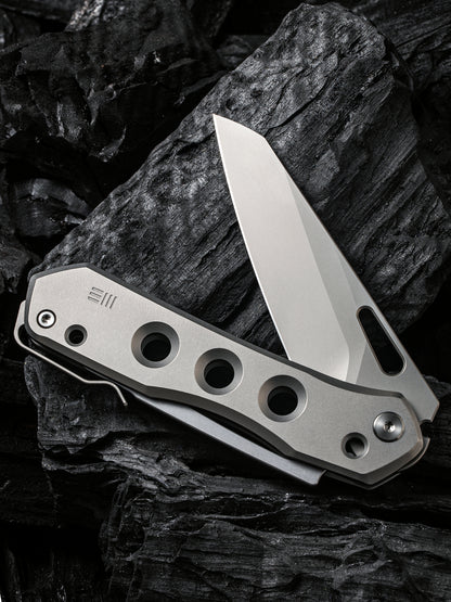 WE Snecx Vision R 3.54" CPM 20CV Gray Titanium Superlock Folding Knife WE21031-1