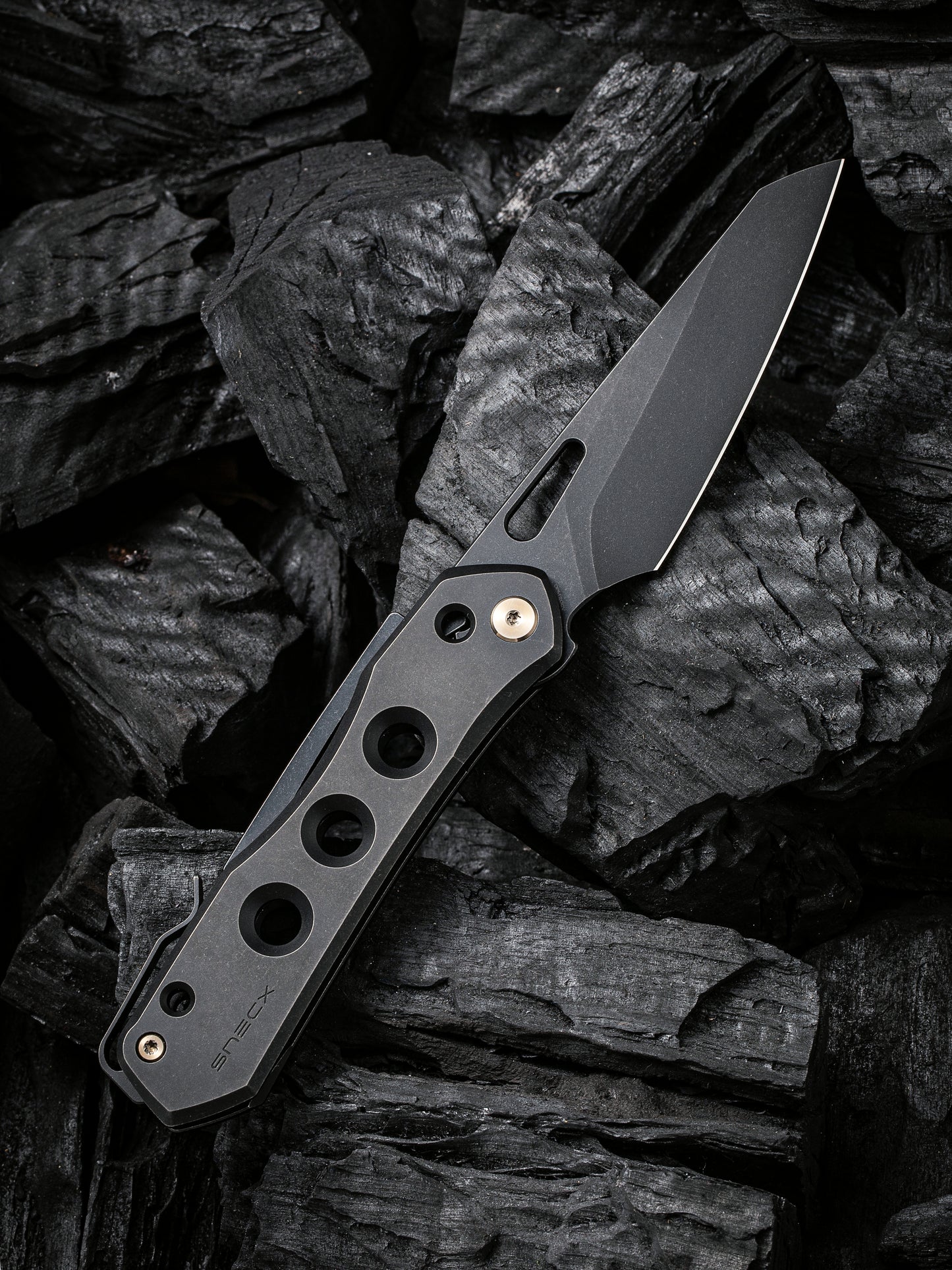 WE Snecx Vision R 3.54" CPM 20CV Black Titanium Superlock Folding Knife WE21031-2