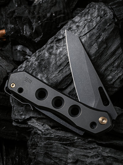 WE Snecx Vision R 3.54" CPM 20CV Black Titanium Superlock Folding Knife WE21031-2