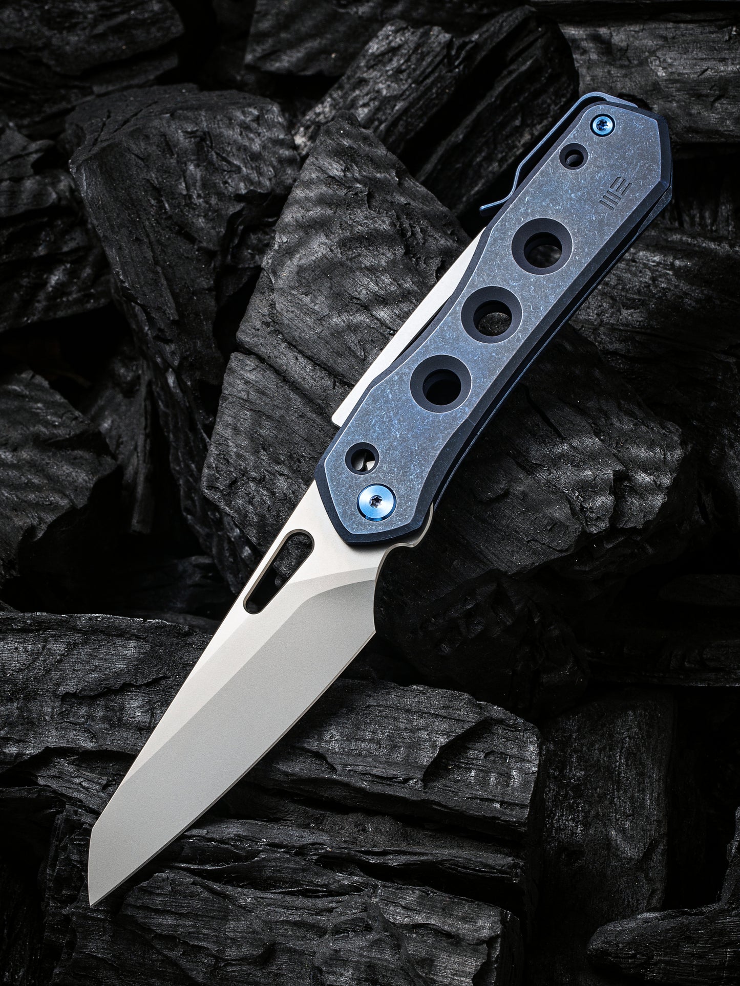 WE Snecx Vision R 3.54" CPM 20CV Blue Titanium Superlock Folding Knife WE21031-3