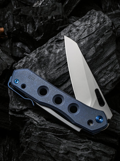 WE Snecx Vision R 3.54" CPM 20CV Blue Titanium Superlock Folding Knife WE21031-3