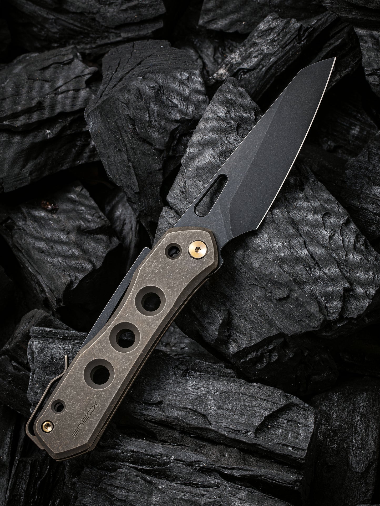 WE Snecx Vision R 3.54" CPM 20CV Bronze Titanium Superlock Folding Knife WE21031-4