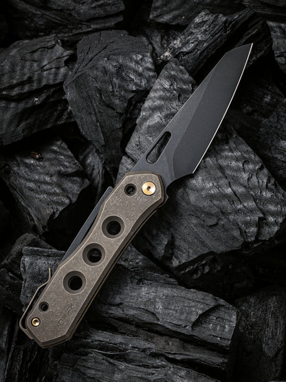 WE Snecx Vision R 3.54" CPM 20CV Bronze Titanium Superlock Folding Knife WE21031-4