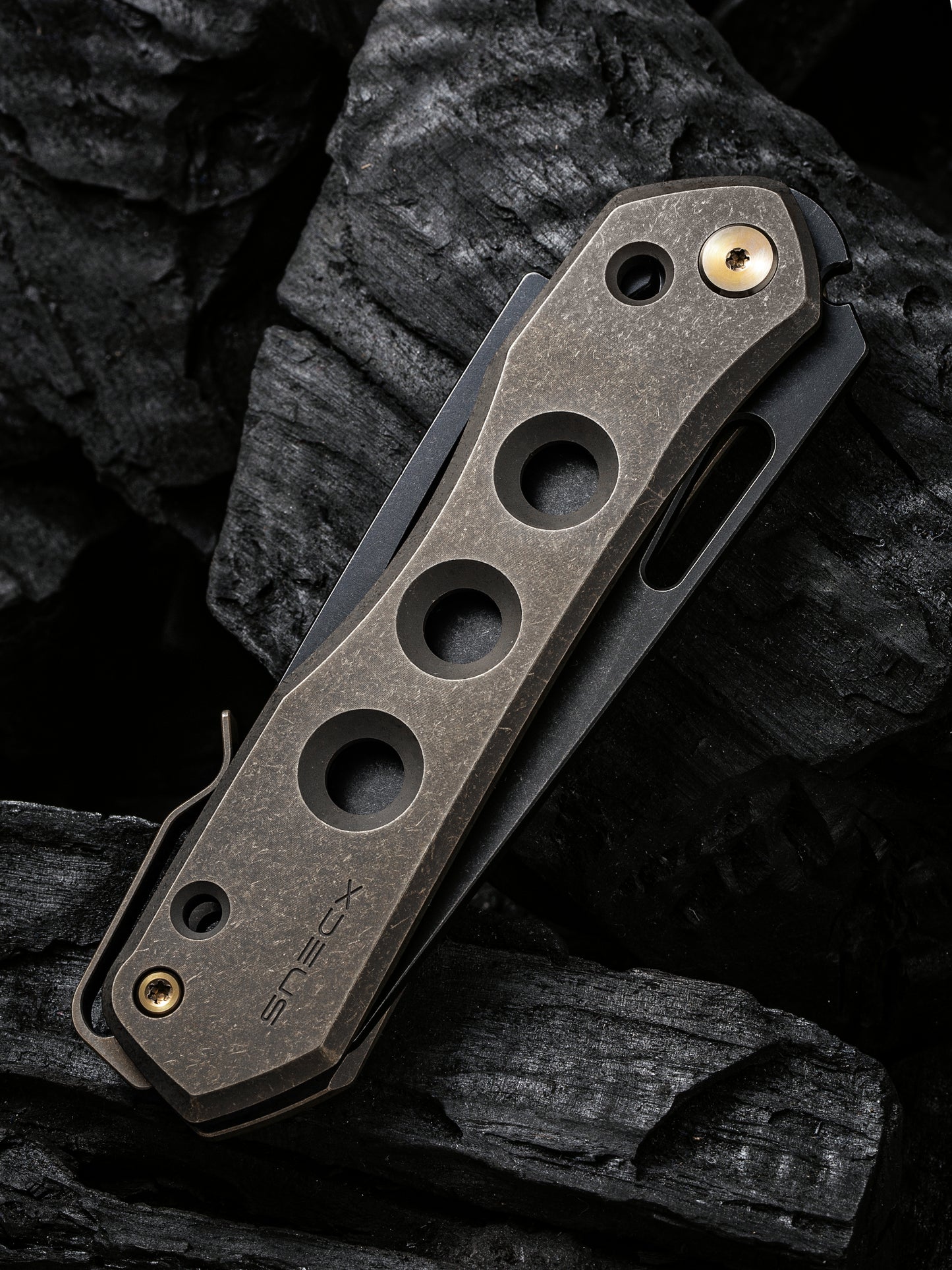 WE Snecx Vision R 3.54" CPM 20CV Bronze Titanium Superlock Folding Knife WE21031-4