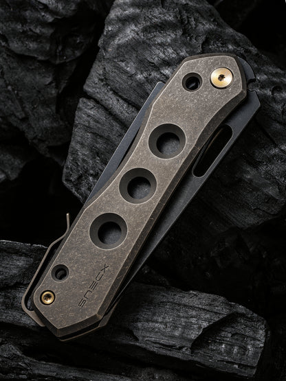WE Snecx Vision R 3.54" CPM 20CV Bronze Titanium Superlock Folding Knife WE21031-4