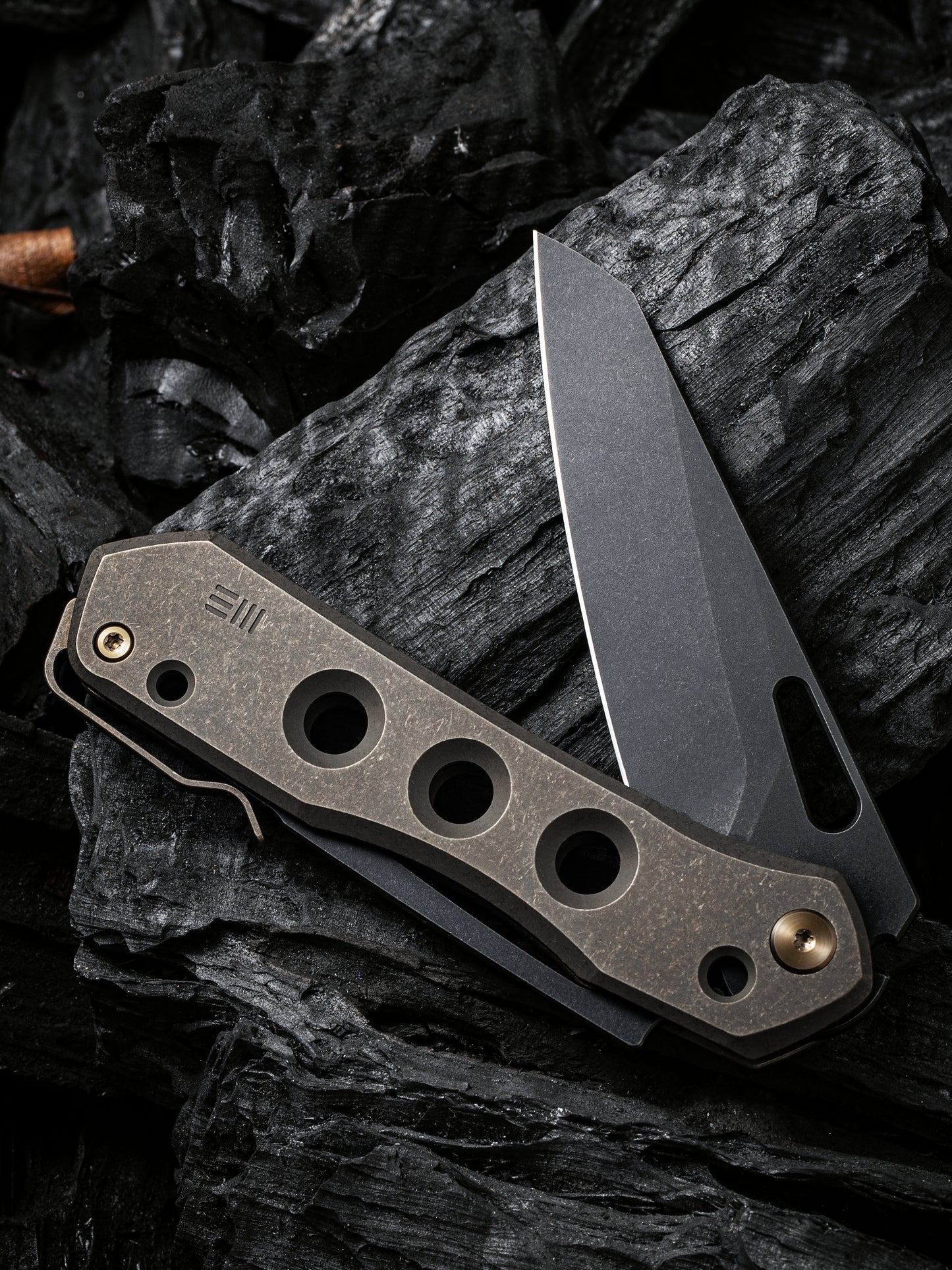 WE Snecx Vision R 3.54" CPM 20CV Bronze Titanium Superlock Folding Knife WE21031-4