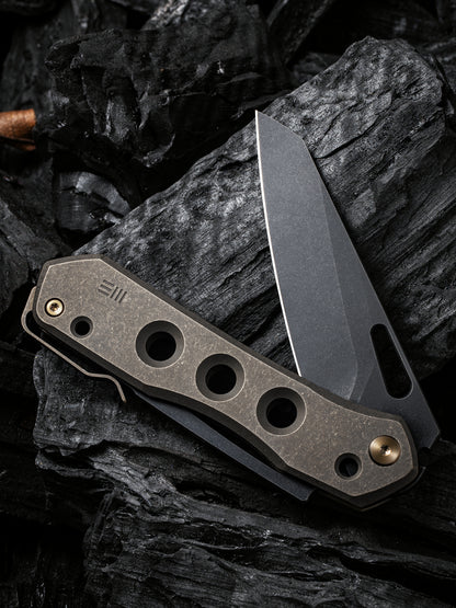 WE Snecx Vision R 3.54" CPM 20CV Bronze Titanium Superlock Folding Knife WE21031-4