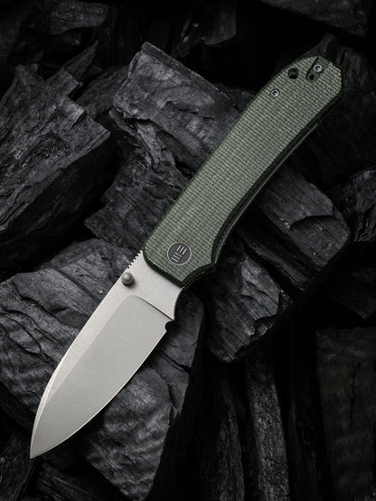 WE Big Banter 3.69" CPM 20CV Green Canvas Micarta Folding Knife WE21045-2