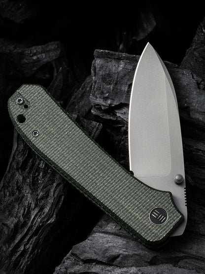 WE Big Banter 3.69" CPM 20CV Green Canvas Micarta Folding Knife WE21045-2