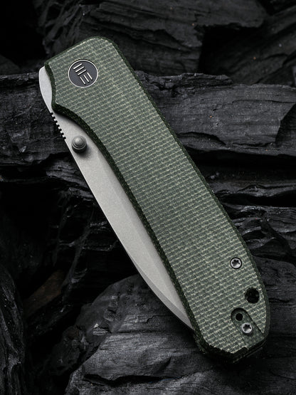 WE Big Banter 3.69" CPM 20CV Green Canvas Micarta Folding Knife WE21045-2