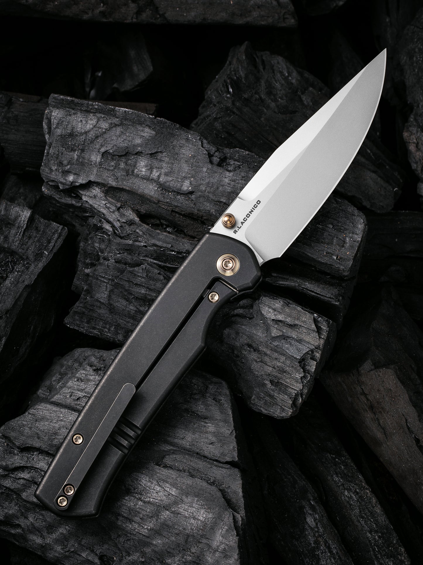 WE Evoke 3.48" CPM 20CV Black Titanium Folding Knife by Ray Laconico WE21046-1