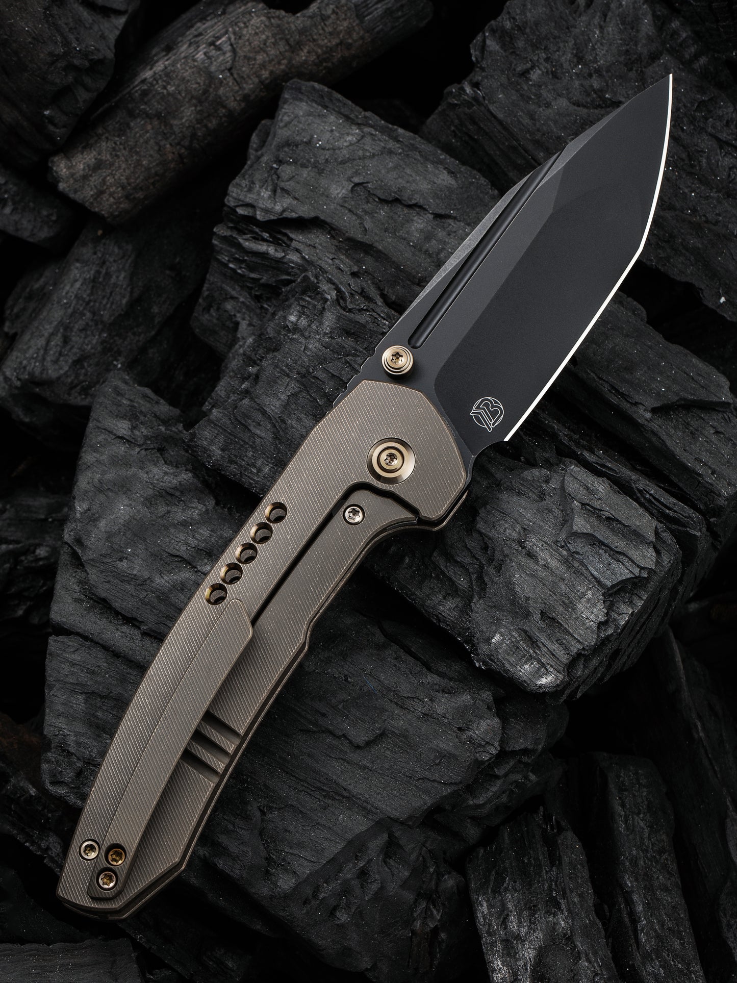 WE Trogon 3.2" CPM 20CV Black/Bronze Titanium Folding Knife by Brian Brown WE22002-2