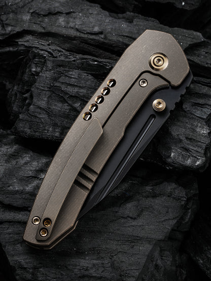 WE Trogon 3.2" CPM 20CV Black/Bronze Titanium Folding Knife by Brian Brown WE22002-2