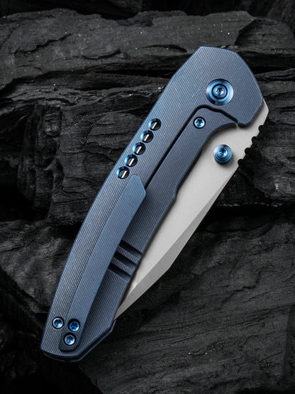 WE Trogon 3.2" CPM 20CV Blue Titanium Folding Knife by Brian Brown WE22002B-1