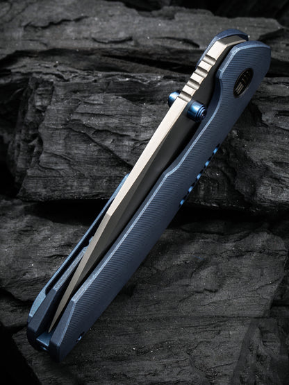 WE Trogon 3.2" CPM 20CV Blue Titanium Folding Knife by Brian Brown WE22002B-1