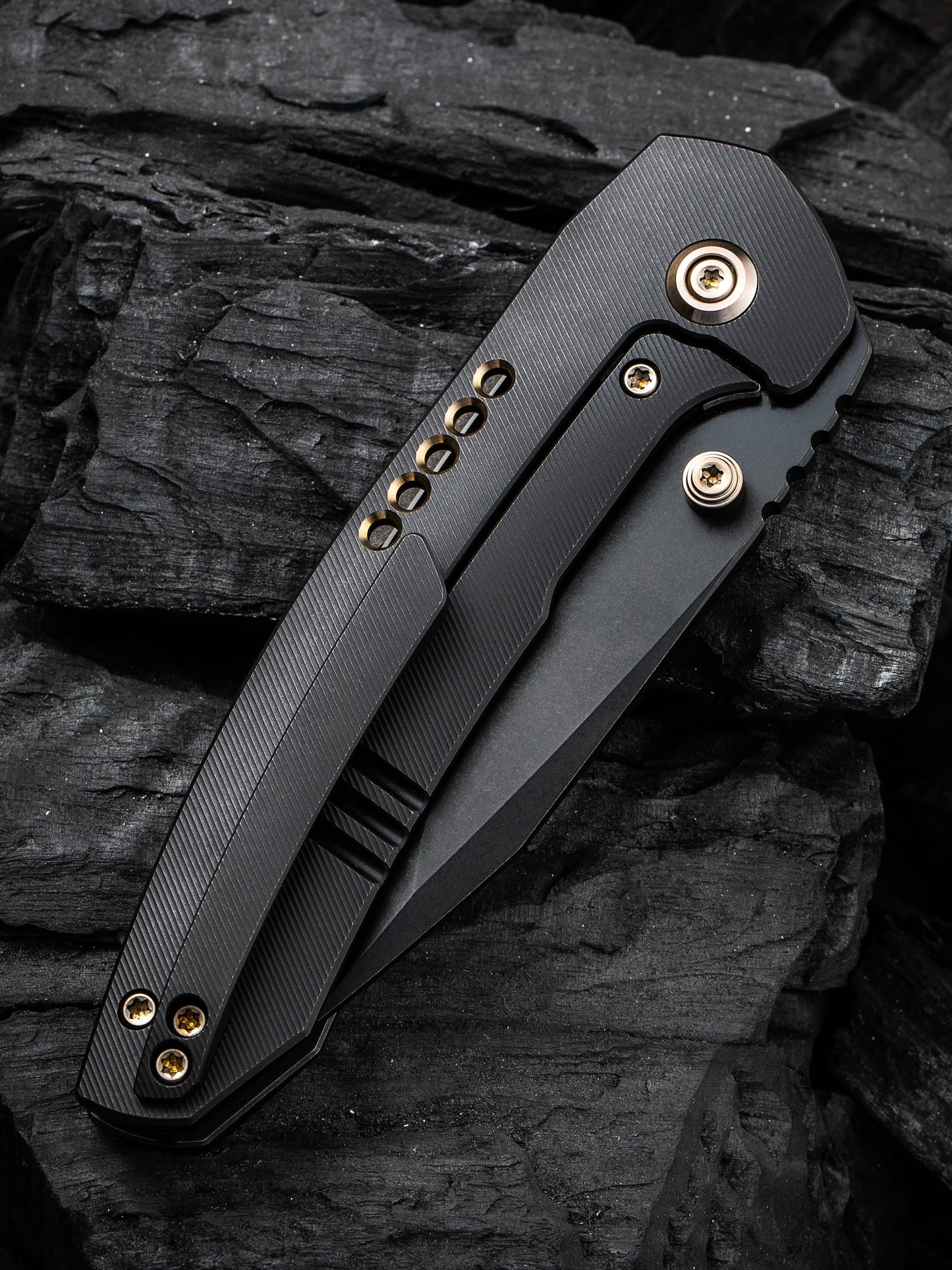WE Trogon 3.2" CPM 20CV Black/Black Titanium Folding Knife by Brian Brown WE22002B-2