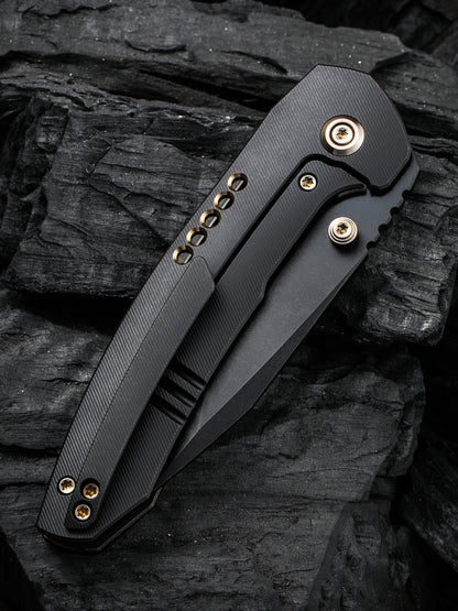 WE Trogon 3.2" CPM 20CV Black/Black Titanium Folding Knife by Brian Brown WE22002B-2