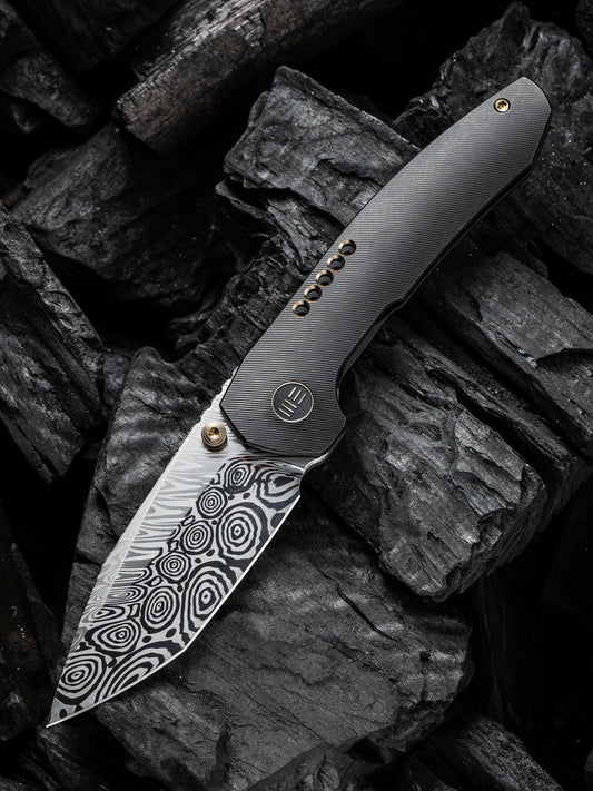 WE Trogon 3.2" Heimskringla Damasteel Black Titanium Folding Knife by Brian Brown WE22002B-DS1