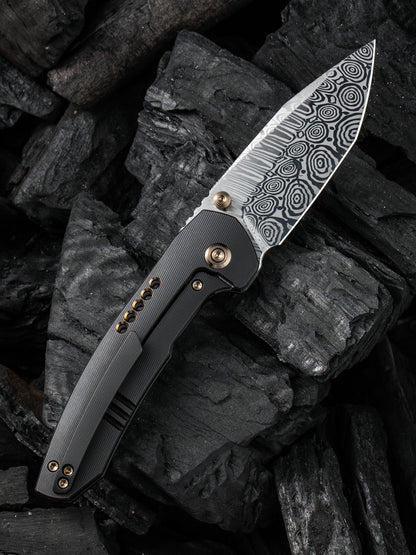 WE Trogon 3.2" Heimskringla Damasteel Black Titanium Folding Knife by Brian Brown WE22002B-DS1