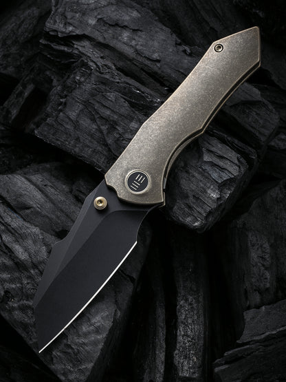WE Knife High-Fin 2.98" CPM 20CV Bronze Titanium Folding Knife WE22005-2