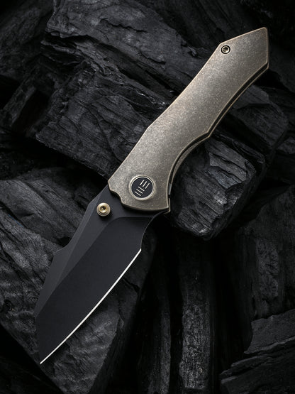 WE Knife High-Fin 2.98" CPM 20CV Bronze Titanium Folding Knife WE22005-2