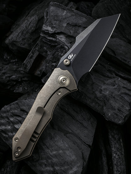 WE Knife High-Fin 2.98" CPM 20CV Bronze Titanium Folding Knife WE22005-2