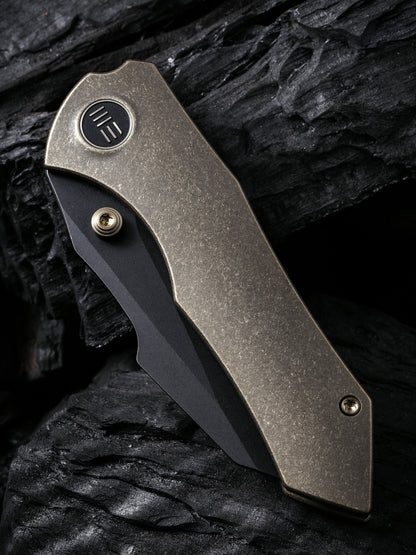 WE Knife High-Fin 2.98" CPM 20CV Bronze Titanium Folding Knife WE22005-2