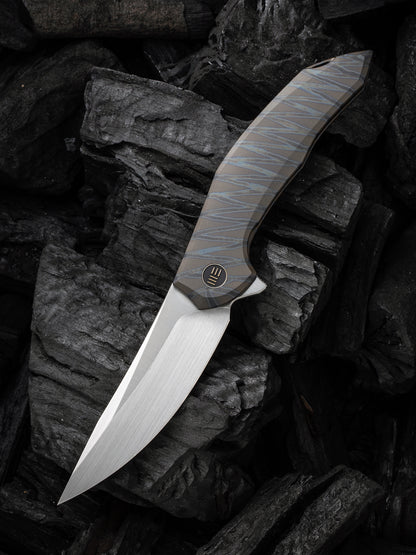 WE Merata Limited Edition 3.68" CPM 20CV Tiger Stripe Flamed Titanium Folding Knife by Anton Tkachenko WE22008A-3