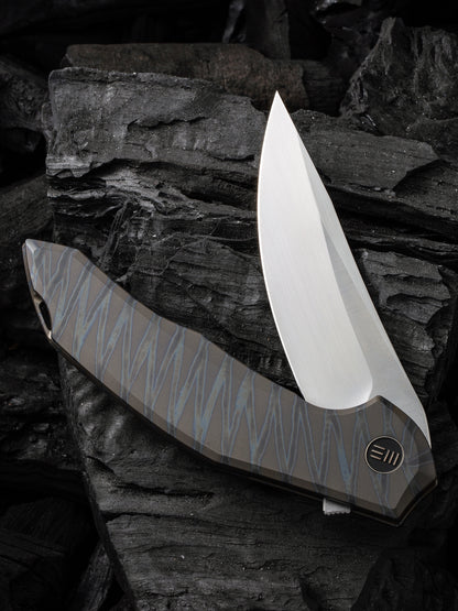 WE Merata Limited Edition 3.68" CPM 20CV Tiger Stripe Flamed Titanium Folding Knife by Anton Tkachenko WE22008A-3