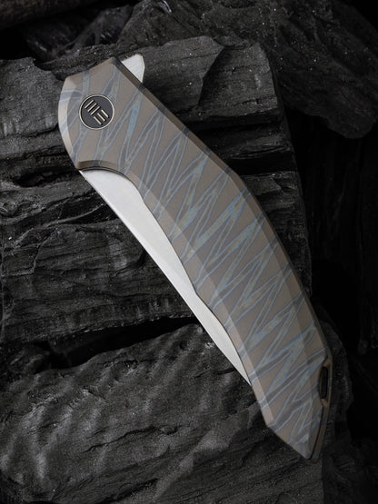 WE Merata Limited Edition 3.68" CPM 20CV Tiger Stripe Flamed Titanium Folding Knife by Anton Tkachenko WE22008A-3