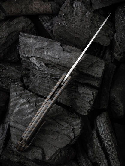 WE Merata Limited Edition 3.68" CPM 20CV Tiger Stripe Flamed Titanium Folding Knife by Anton Tkachenko WE22008A-3