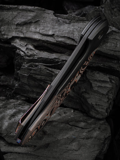 WE Merata Limited Edition 3.68" CPM 20CV Black Copper Foil Carbon Fiber Titanium Folding Knife by Anton Tkachenko WE22008B-1