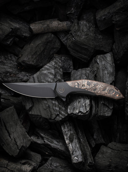 WE Merata Limited Edition 3.68" CPM 20CV Black Copper Foil Carbon Fiber Titanium Folding Knife by Anton Tkachenko WE22008B-1