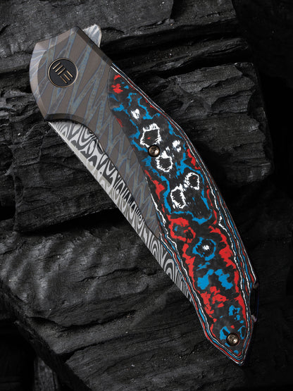 WE Merata Limited Edition 3.68" Heimskringla Damasteel Nebula Fat Carbon Fiber Titanium Folding Knife by Anton Tkachenko WE22008B-DS1
