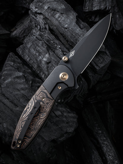 WE Nitro Mini 3.13" CPM 20CV Black Copper Foil Carbon Fiber Titanium Folding Knife by Peter Carey WE22015-2