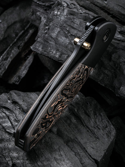 WE Nitro Mini 3.13" CPM 20CV Black Copper Foil Carbon Fiber Titanium Folding Knife by Peter Carey WE22015-2