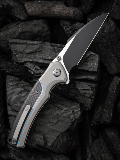 WE Ziffius Limited Edition 3.7" Black CPM 20CV Twill Carbon Fiber Integral Spacer Titanium Folding Knife WE22024A-1
