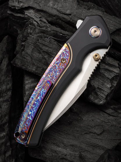 WE Ziffius Limited Edition 3.7" CPM 20CV Flamed Titanium Integral Spacer Folding Knife WE22024D-2